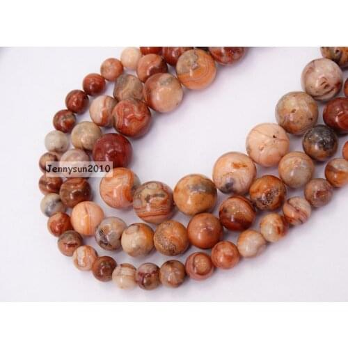 Natural Red Crazy Lace Ag-ate Gems Stone Round Spacer Beads 15.5'' 4mm 6mm 8mm 10mm for Jewelry Making Crafts 5 Strands/Pack