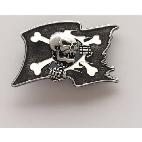 Belt Buckles Men New Black Enamel Pirate Skull Flag Belt Buckle also Stock in the US Gurtelschnalle Boucle de ceinture