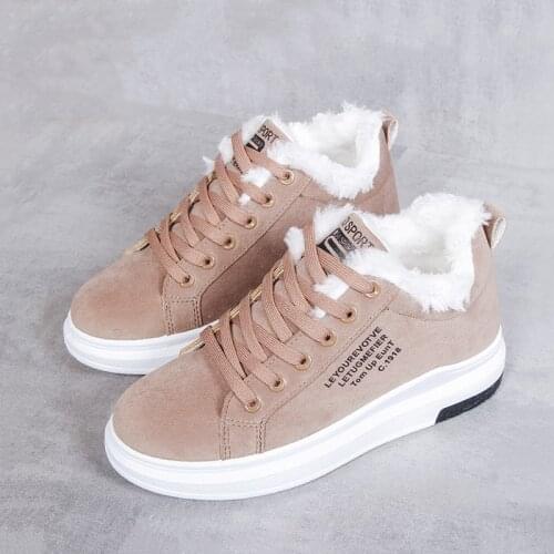 New Womens shoes Winter Women Shoes Warm Fur Plush Lady Casual Shoes Lace Up Fashion Sneakers Zapatillas Mujer Platform Sn