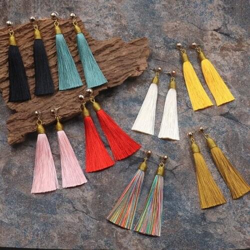 New Hot Bohemia Womens Long Tassel Earrings European Exaggerated Boho Vintage Pendant Earrings Womens Jewelry