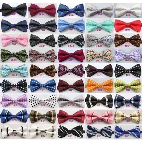 Wholesale - Lot 100pcs of Yibei Coachella Microfiber Jacquard Woven Bow ties Solid Color/Paisley/Stripe Adults Bowtie butterfly