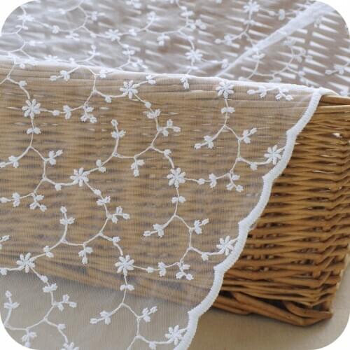 Chic Flower Overlay Tulle Lace Fabric Embroidery Flower Mesh Fabric For DIY Sewing Curtain Wedding Dress Veil Fabric By 1 yard