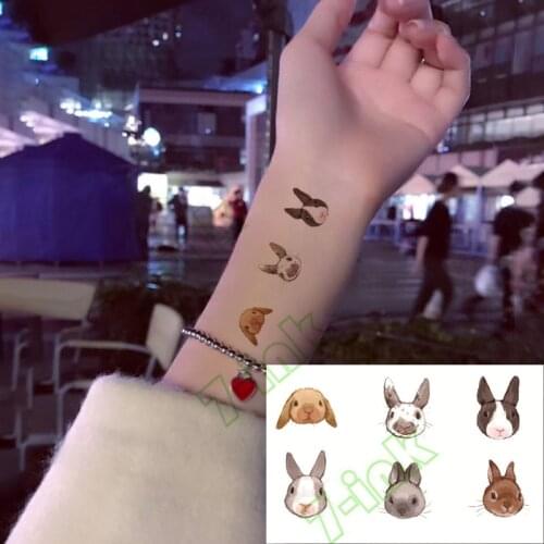 Water Transfer Fake Tatto Flsh Tatoo Rabbit Bird Flower Cat Butterfly Art Waterproof Temporary Tattoo Sticker For Adults Kids