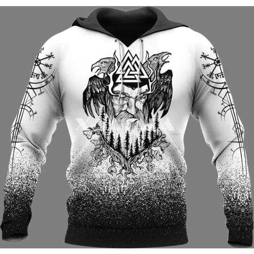Odin Viking Tattoo Wolf Skull Style 3D Full Print Size Hoodie Man Women Harajuku Outwear Zipper Pullover Sweatshirt Unisex