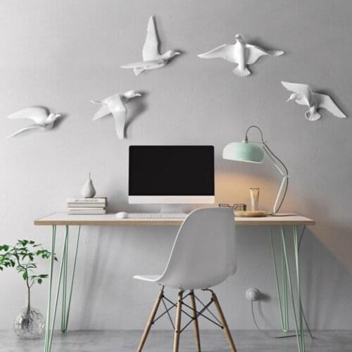 Creative Resin Seagull Shaped Bedroom TV Background Wall Decorations White