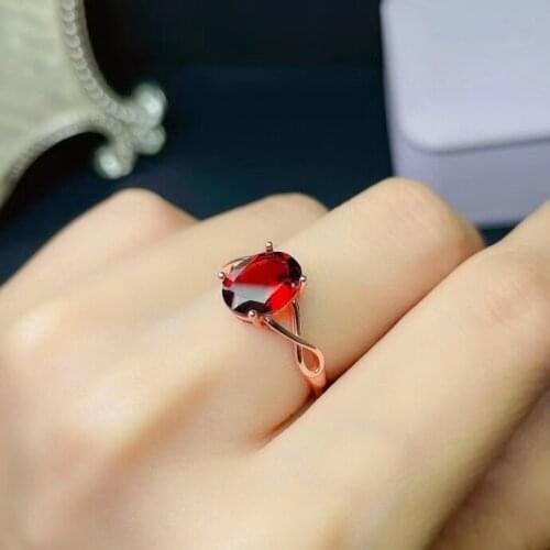 2021 newest classic natural garnet ring for women silver jewelry square natural gem real 925 silver girl birthday gift big sale