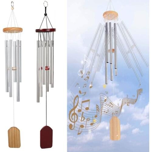Wind Chimes for Outside, Wooden Wind Bell Memorial Wind Chime Outdoor, Home Decor Wind Chimes with 6 Aluminum Tubes & S Hook