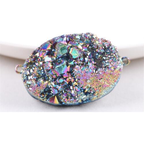 Jewelry Handmade DIY Jewelry Accessories Bracelet Connecting Piece Agate Crystal Cluster Bud Double Ring Connecting Buckle