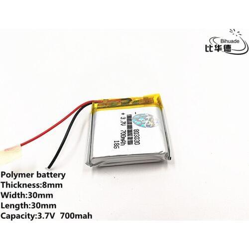 10pcs/lot Good Qulity 3.7V,700mAH,803030 Polymer lithium ion / Li-ion battery for TOY,POWER BANK,GPS,mp3,mp4