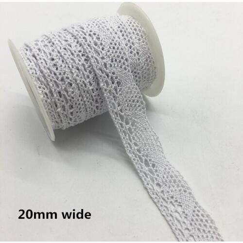 2 Yards/lot 20mm Wide Apparel Sewing Fabric Trim Cotton Crocheted Lace Fabric Ribbon Handmade Accessories #FF04