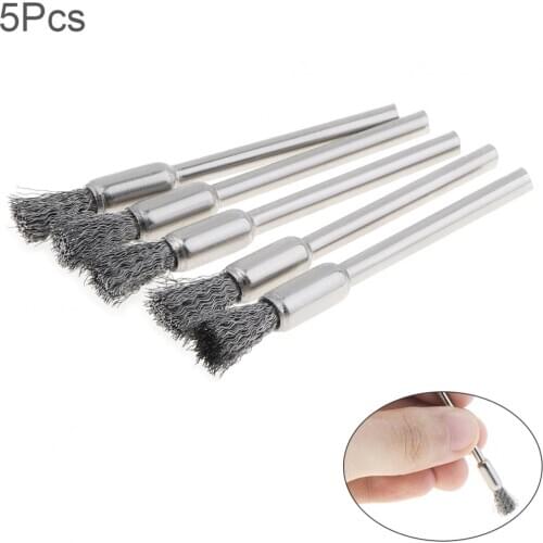 5/10 Pcs Mini Stainless Steel Wire Wheels Brushes Set Polishing Tools with Handle and Pen Shape for Cleaning Grinding Polished
