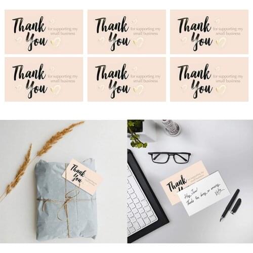 50 Sheets/set 5*9 Cm Rosegold Greeting Card Thank You Business Shopping Wrapping Decoration Gift Thank You Card