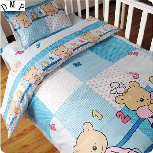 Promotion! 3PCS Cartoon girl boy baby crib bedding set baby bed set,Duvet Cover/Sheet/Pillow Cover