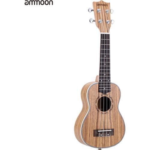 Ammoon Zebrawood 21" Acoustic Ukulele 15 Fret 4 Strings Stringed Musical Instrument