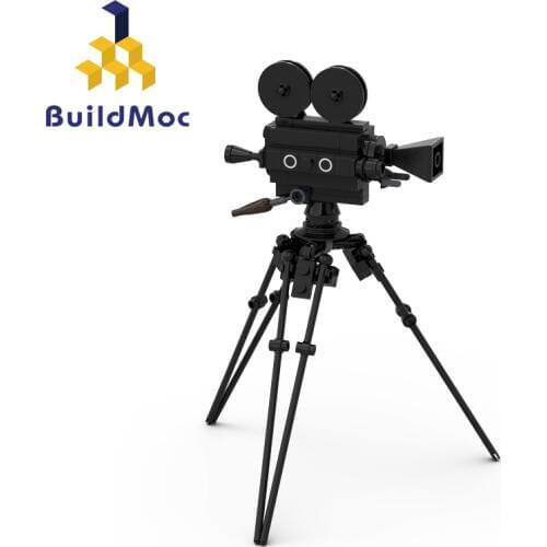 BulidMOC City Building Blocks Old Fashioned Movie Camera Laptop Briefcase Phone Camera Chair Bricks Toy Parts C331
