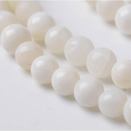 10~20Strand Natural Shell Round Beads 6mm 8.5mm 10mm White For Jewelry Making DIY Bracelet Necklace Strands Accessories