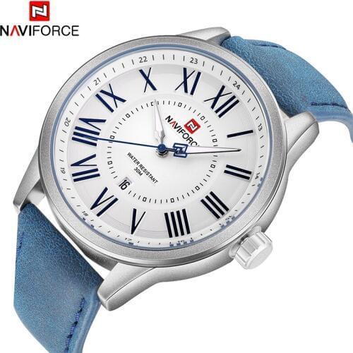 NAVIFORCE Men Quartz Watch Large dial Roman numerals Business Casual Sport Clock Mens Waterproof Wrist watch Relogio Masculino