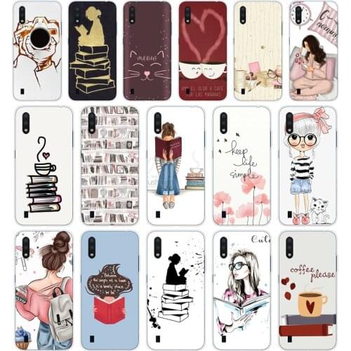 88AA Book Girl Heart Coffee Soft Silicone Tpu Cover phone Case for Samsung Galaxy A01 A10 2019 A20 A20E A20S M11 M21 case