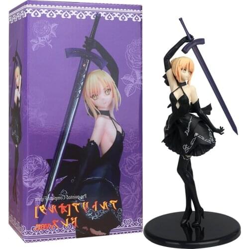 Anime Fate Stay Night Saber Black Dress Ver. 28cm PVC Action Figure Collectible Model doll Toys