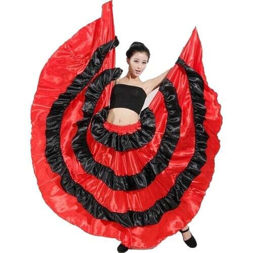 Flamenco Spanish Skirt Gypsy Belly Dance Skirt Ballroom Dancing Dress Gypsy Robe with Headdress Dropshipping Flamengo