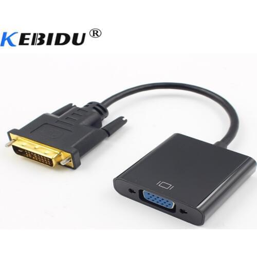 Kebidu DVI to VGA Adapter Cable 1080P DVI-D to VGA Cable 24+1 25 Pin DVI Male to 15 Pin VGA For PC Computer Desktop Laptop