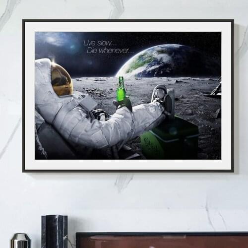 Astronaut On The Moon Canvas Painting Outer Space Earth Landscape Wall Art Poster Modern Decorative Pictures for Living Room