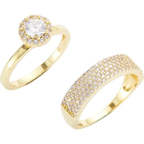 2021 Jul Finger Rings for Women Round Crystal Caesar Ring 14k Gold Color Ethnic Wedding Jewelry Ring