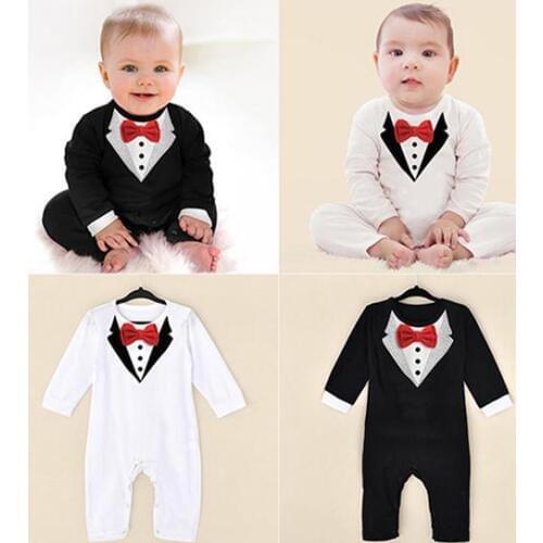 Toddler Boys Gentleman Suit Long-sleeved Baby Jumpsuit Newborn Clothing Childrens Casual Sets Infant Kids Clothes For 1 2 years