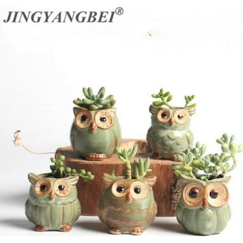 Creative Ceramic Owl Shape Flower Pots for Fleshy Succulent Plant Animal Style Planter Home Garden Office Decoration