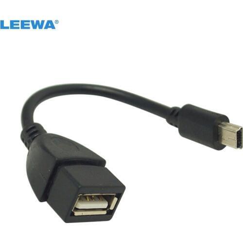 LEEWA 50PCS 138mm Car Audio CD/DVD 5pin mini USB Male to USB 2.0 Female Connection Cord T Interface OTG Data Cable #5665