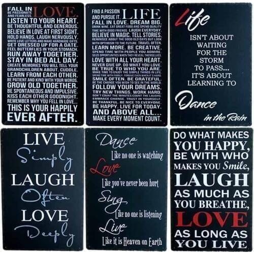 LOVE Vintage Sign LIFE Metal Plaque Cafe Bar Decoration Pub Retro Tin Plate Wall Decorative 20x30cm