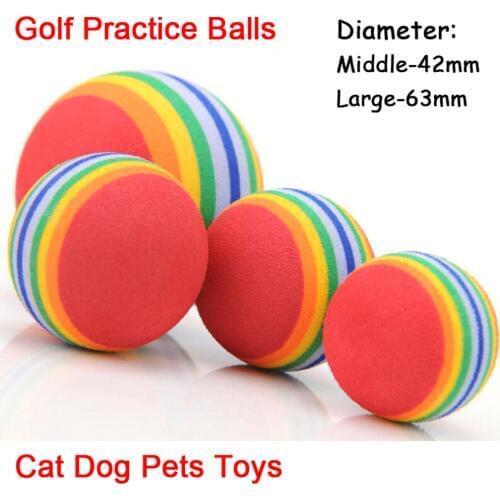 2pcs/pack Diameter 63mm Big Golf Balls cat dog puppy pets chew ball golf practice soft rainbow toys new tennis balls 9g/pcs