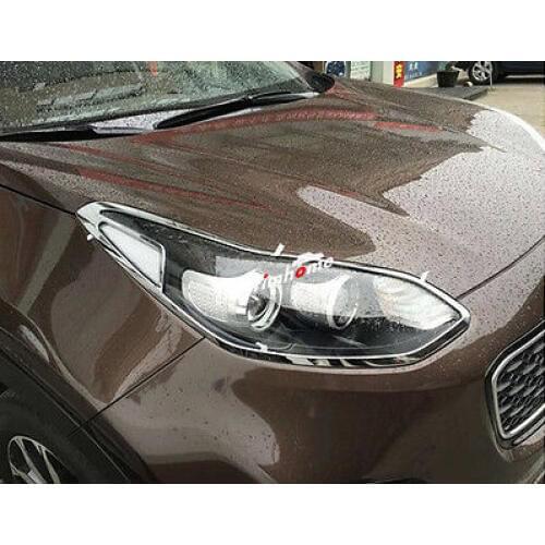 ABS Chrome Front Head Light Lamp Cover Trim 2pcs For Kia Sportage 2016 2017