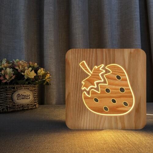 Novelty Childrens Strawberry-Shaped Night Light Childrens Room Decoration Table Lamps for Living Room Christmas USB Gift