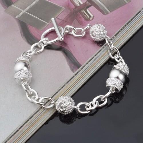 New hot 925 Sterling Silver Bracelets for Women classic geometry Circle Chain Fashion Wedding Party Christmas Gifts fine Jewelry