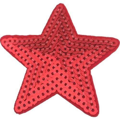 New Arrival 10PCS/Lot Red Stars Sequined Patches for Clothes DIY Decoration Sequins Patch Five-pointed Star Embroidery Applique