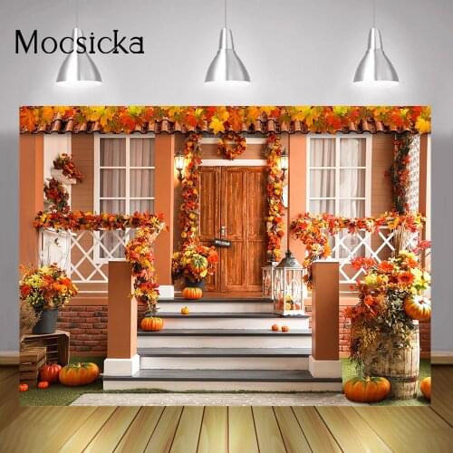 Fall Thanksgiving Portrait Backdrop Photography Autumn Pumpkin Harvest Maple Leaf Background Baby Birthday Art Photocall Studio