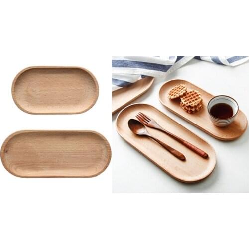 Mini Oval Wooden Storage Tray Small Platter Wooden Tray Home Kitchen Decorative Tableware Snack Plate Dessert Serving Dish