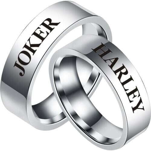 Stainless steel couple jewelry engraving JOKER and HARLEY letters commemorative wedding jewelry Valentine gift ring