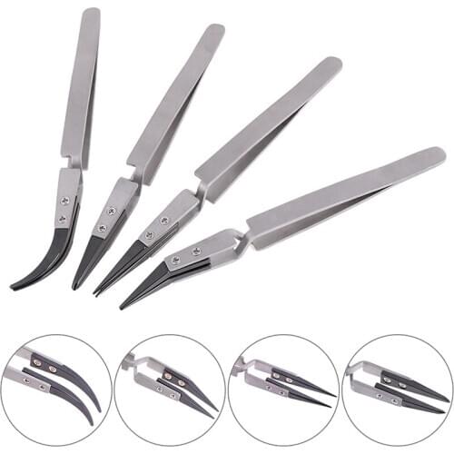 Anti-acid Ceramic Tipped Tweezers BGA Work Reverse Action Tweezers Tool