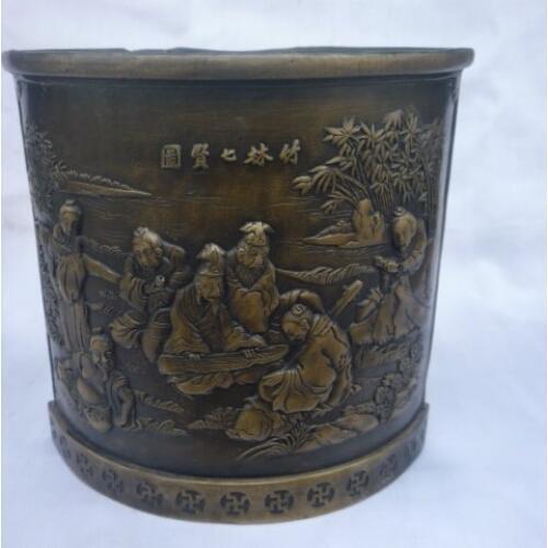 Rare Qing Dynasty(Qianlong:1736-1795)copper brush pot