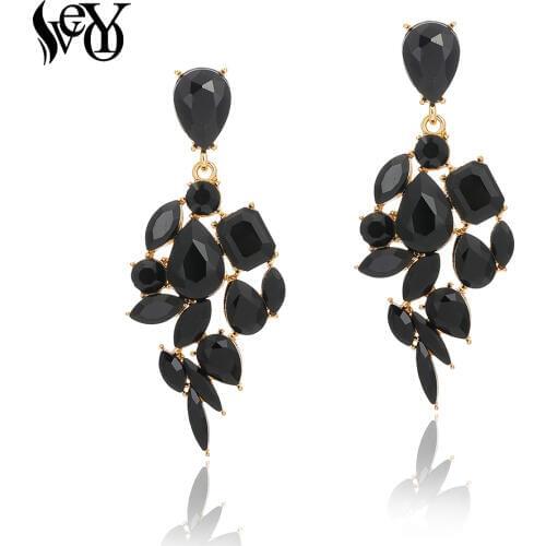 VEYO Trendy Geometric Crystal Dangle Earrings for Women Elegant Fashion Jewelry 2019 New Gift