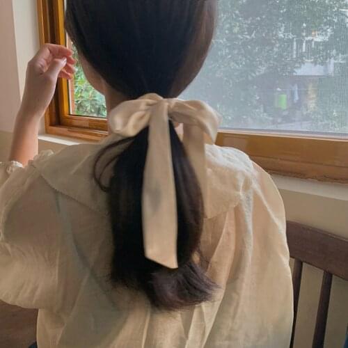 Chiffon Bowknot Elastic Hair Bands For Women Girls Solid Color Scrunchies Headband Hair Ties Ponytail Holder Hair Accessorie