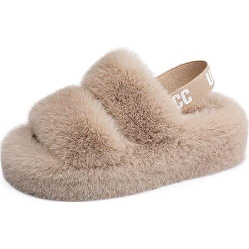 Winter Women Fur Slippers New Slides Fluffy Furry Sandals Woman Flip Flops Home Slippers Hot Ladies Plush Shoes Dorpshipping