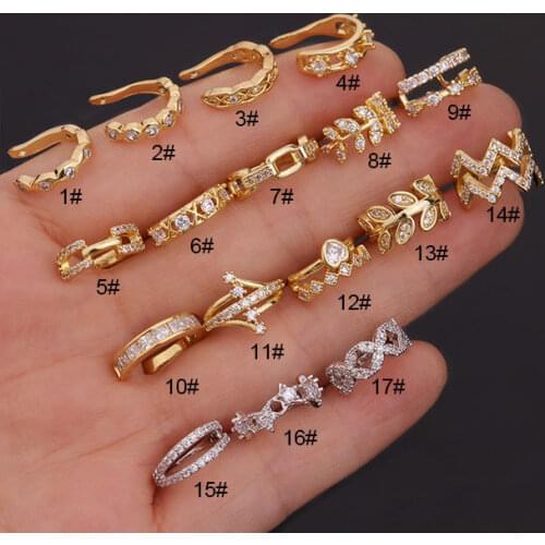 Fantastic Creative Imperforate U Shape CZ Zircon Clip Earring Women Geometric Star Earrings For Women Jewelry Wholesale HS-66