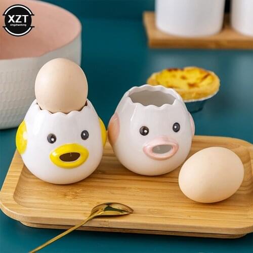 Egges White Yolk Separator Tool Chicken Egg Yolk White Separator Ceramics Ceramic Cartoon Chick Egg Separator Kitchen Gadgets