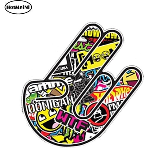 HotMeiNi 13cm x 9.1cm Car Styling JDM Shocker Vinyl Car Sticker Bomb Bumper Hand Funny Waterproof Doors Windows Accessories