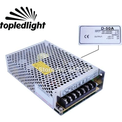 High Power 50W CH1 5V 6A +CH2 12V 2A Dual Output Switching Power Supply D-50A Portable Lighting Accessories For Led Lamp Light