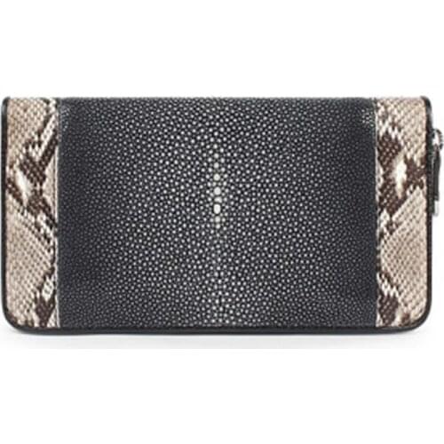 Yuanhui Pearl fish Hand bag single zipper long women wallet More screens wallet stingray leather women clutch bag