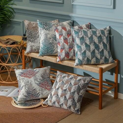 Jacquard Sofa Chenille Throw Pillows Cases Car Office Nordic Geometric Velvet Floral Christmas Cushion Cover Winter Home Decor